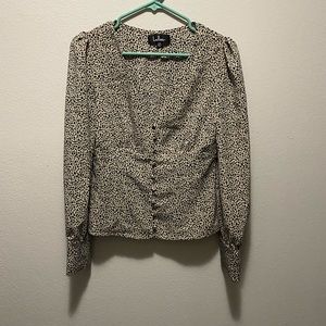 Taupe Cheetah Print Long Sleeve Button Up Top